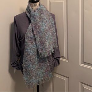 Donegal Design teal purple blue gray mohair scarf